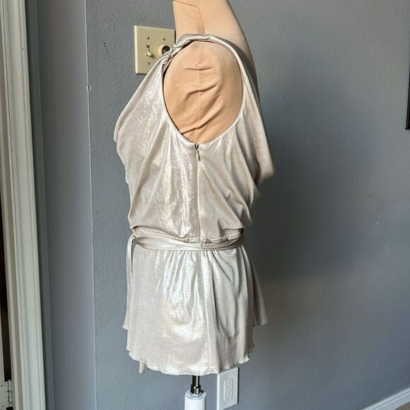 Cache Metallic Silver Drape Blouse - Picture 2 of 6